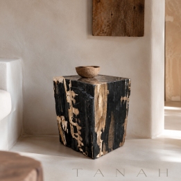 Taburete Negro de Madera Petrificada NERO