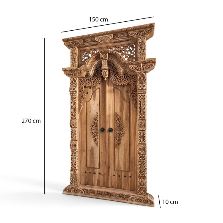 Puerta de Teca Maciza Tallada a Mano GEBYOK