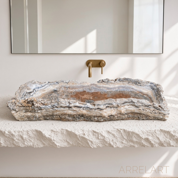 Elongated Sink in Natural Onyx PRAGA