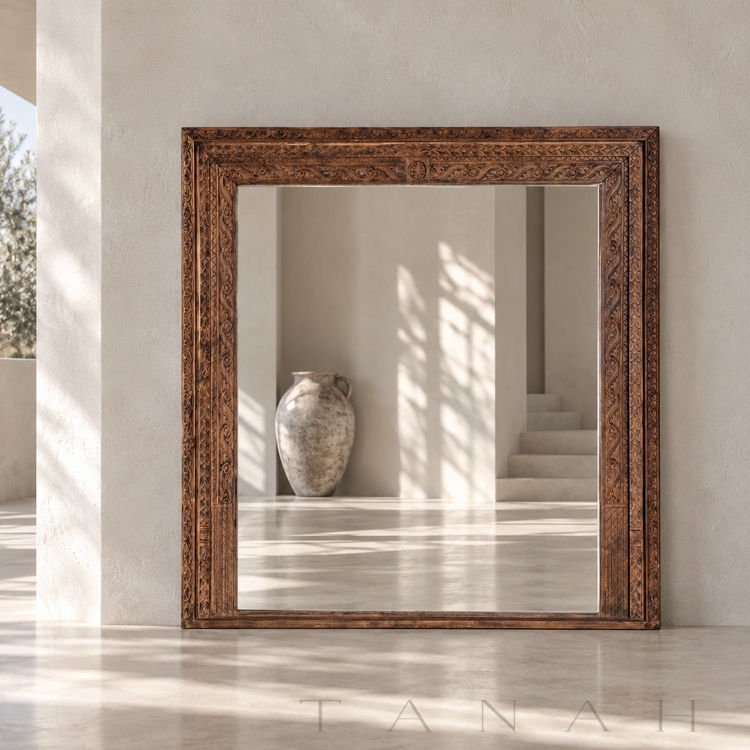 Square Mirror Teak Wood VENICE
