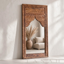 Espejo Tallado de Madera de Teca UDAIPUR