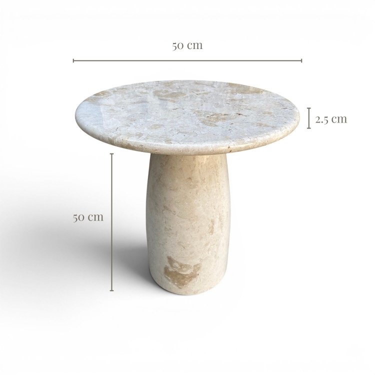 Mesa Auxiliar de Mármol Beige CRETA
