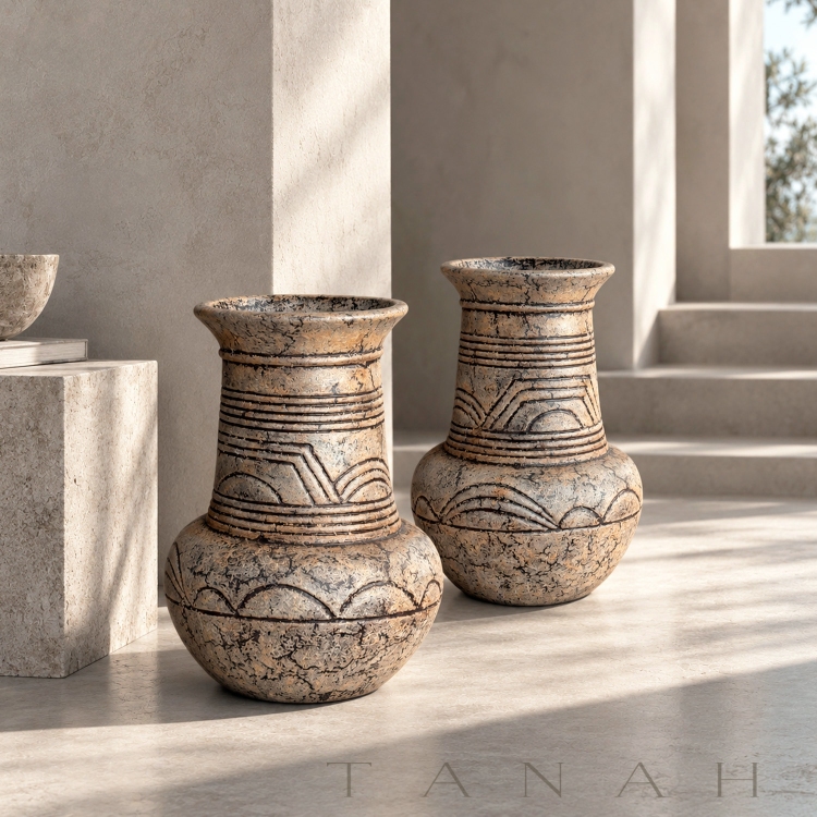 Carved Vases in GRC MORAINE