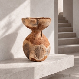 Sculptural Teak Vase RAGUSA