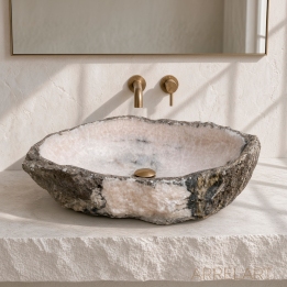 Lavabo Blanco y Gris de Piedra PIETRO