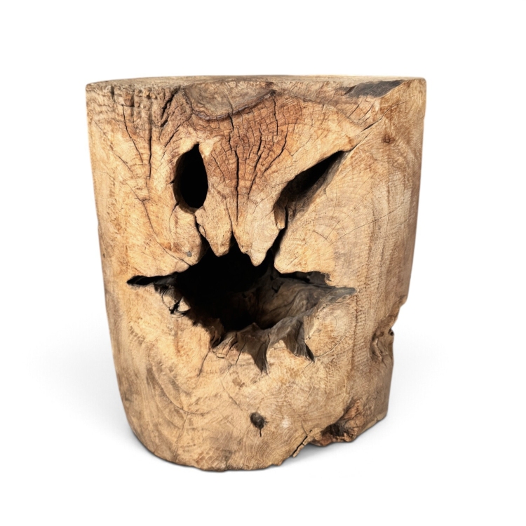 Cylindrical Aged Teak Stool DUOMO