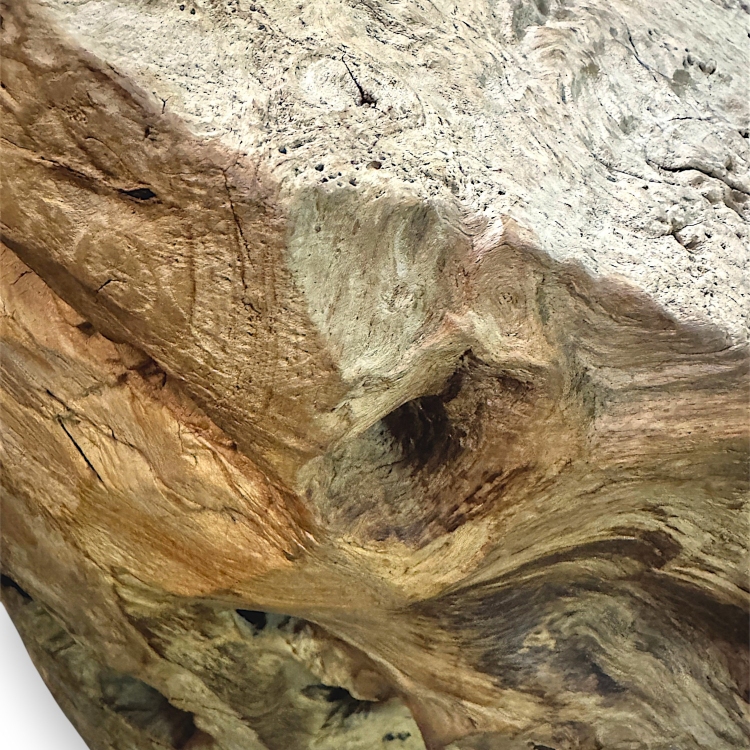 Teak Stool with Natural Cracks and Cavities DUOMO