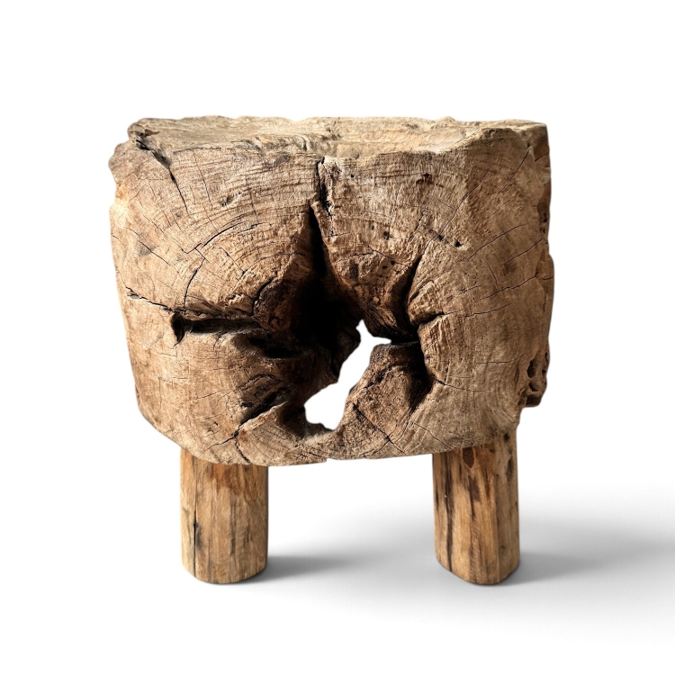 Taburete de Tronco Macizo de Teca ELDA