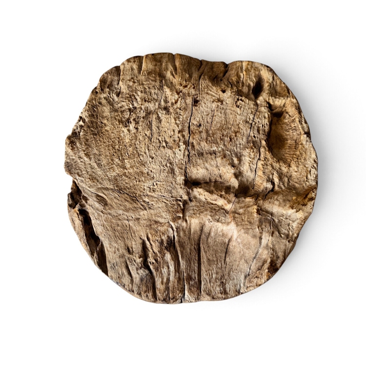 Teak Stool with Natural Grain and Cracks ELDA