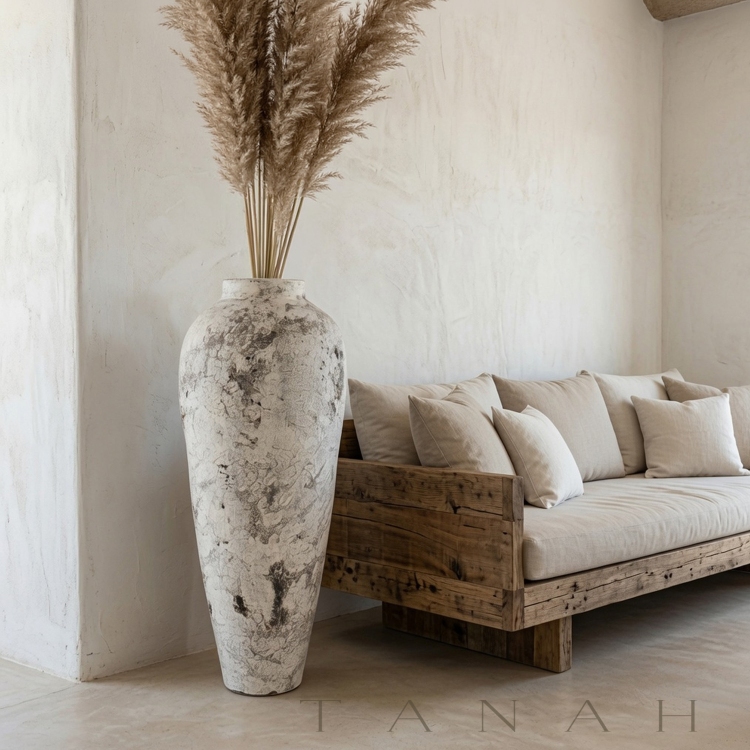 Tall Vase White Terracotta IBIZA