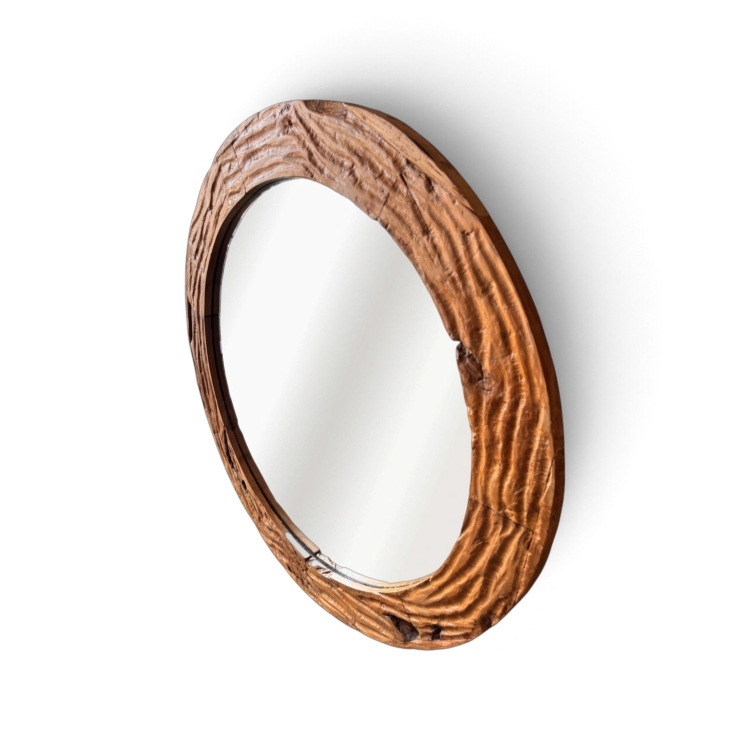 Sculptural Teak Mirror ARAL