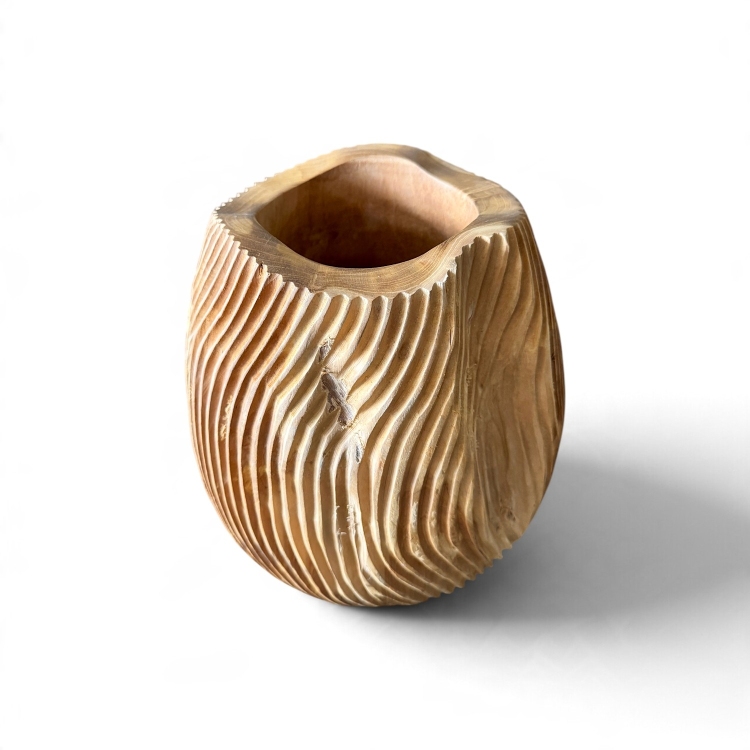 Sculptural Teak Vase BASILEA
