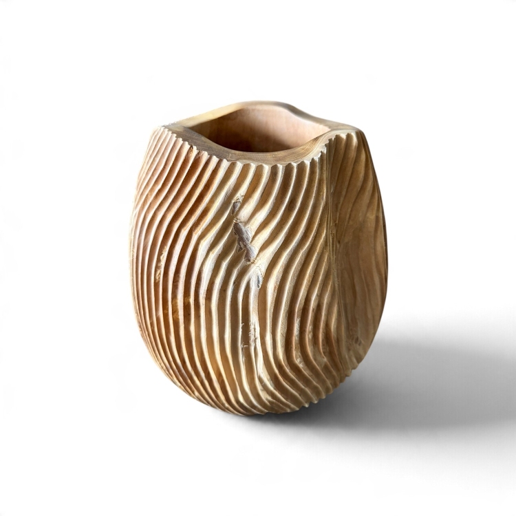 Handcrafted Teak Vase BASILEA