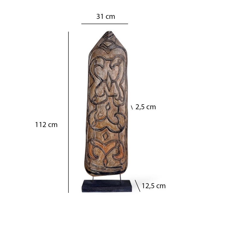 Hand-Carved Tribal Wood Shield BORNEO