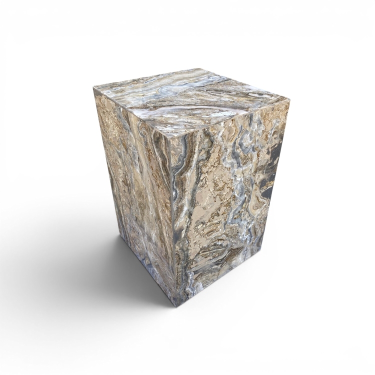 Conjunto pedestal y mesa auxiliar de ónix Provence