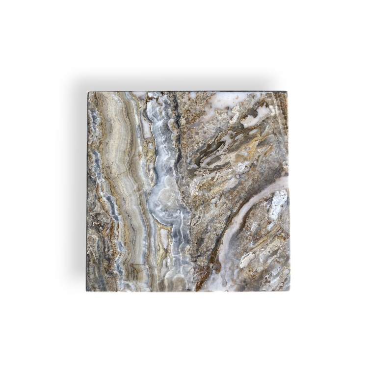Conjunto pedestal y mesa auxiliar de ónix Provence