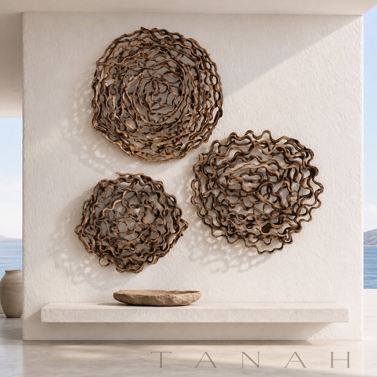 Set of 3 Circular Vine Wall Decorations LOMBOK