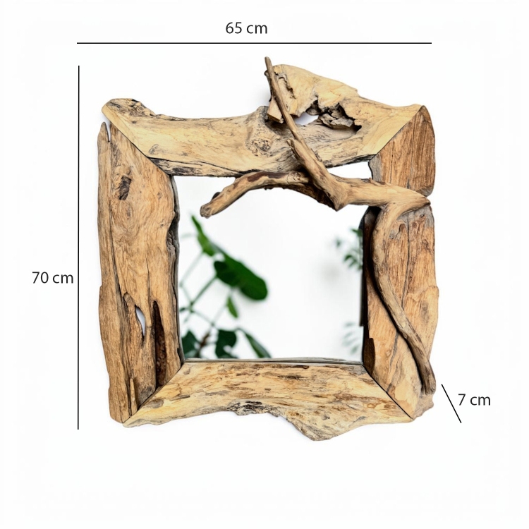 Espejo organico de madera de teca SALZBURG